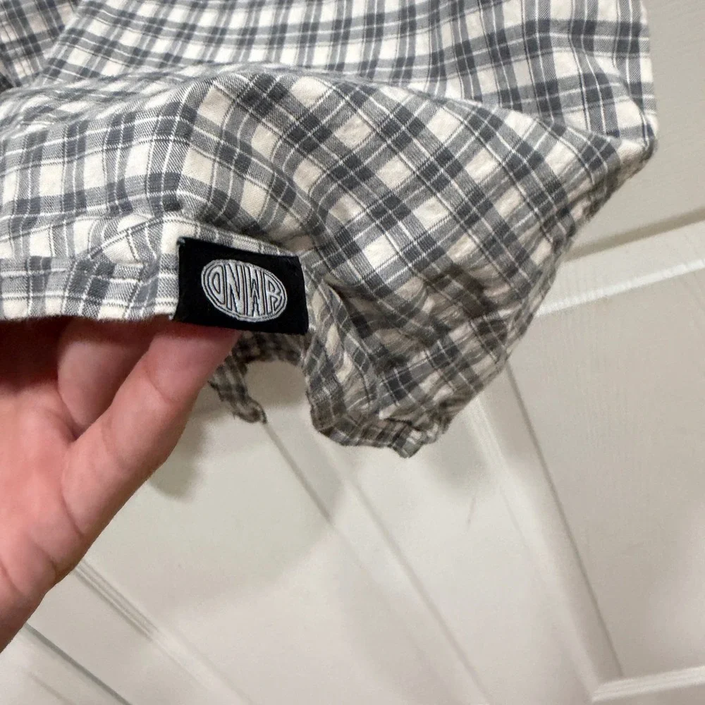 Zara Mens Grey White Plaid Short Sleeve Button Down Shirt Large 4425/056/802